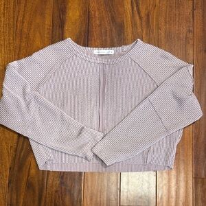 Purple Cropped Knit Boxy Top